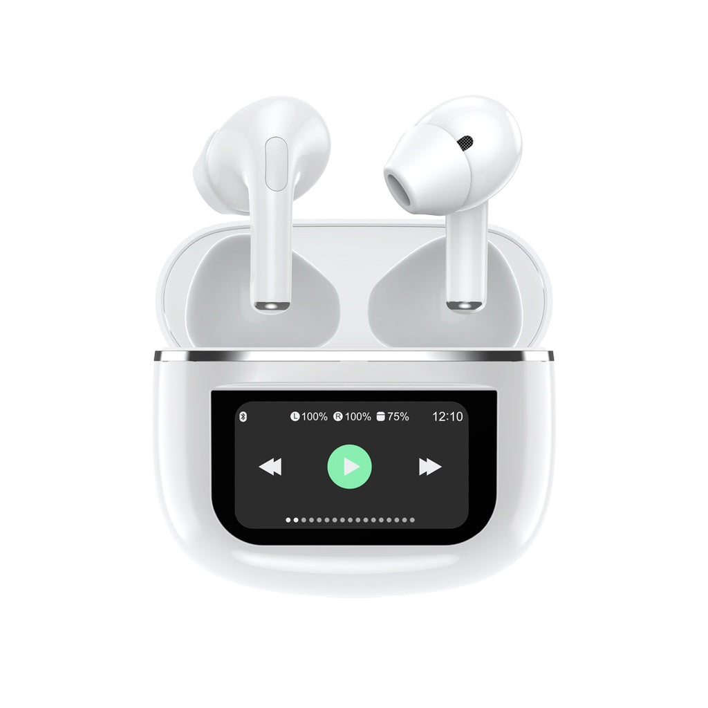 Porodo Soundtec Wonder TWS Earphone with Touch Screen White - سماعات بلوتوث مع شاشة لمس من بورودو ابيض
