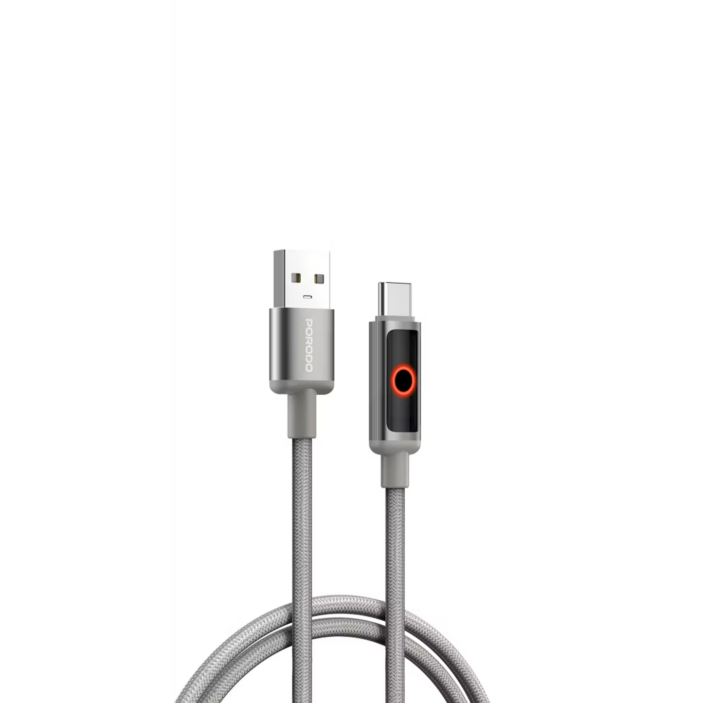 Porodo ChargeLite USB-A To USB-C High-Speed Charging Cable Grey - كيبل يو اس بي تايب سي عالي السرعة من بورودو رمادي