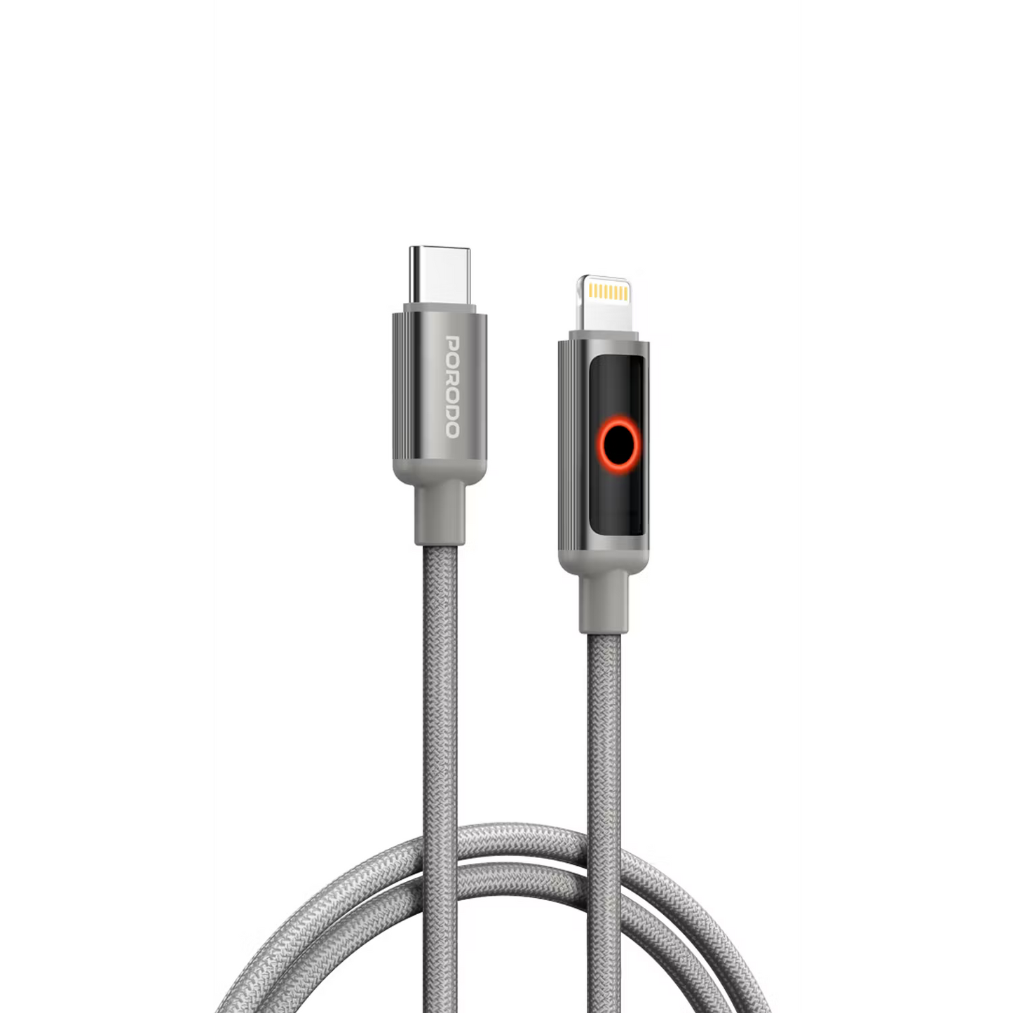 Porodo ChargeLite USB-C To Lightning High-Speed Charging Cable Grey - كيبل تايب سي ايفون 30 واط من بورودو