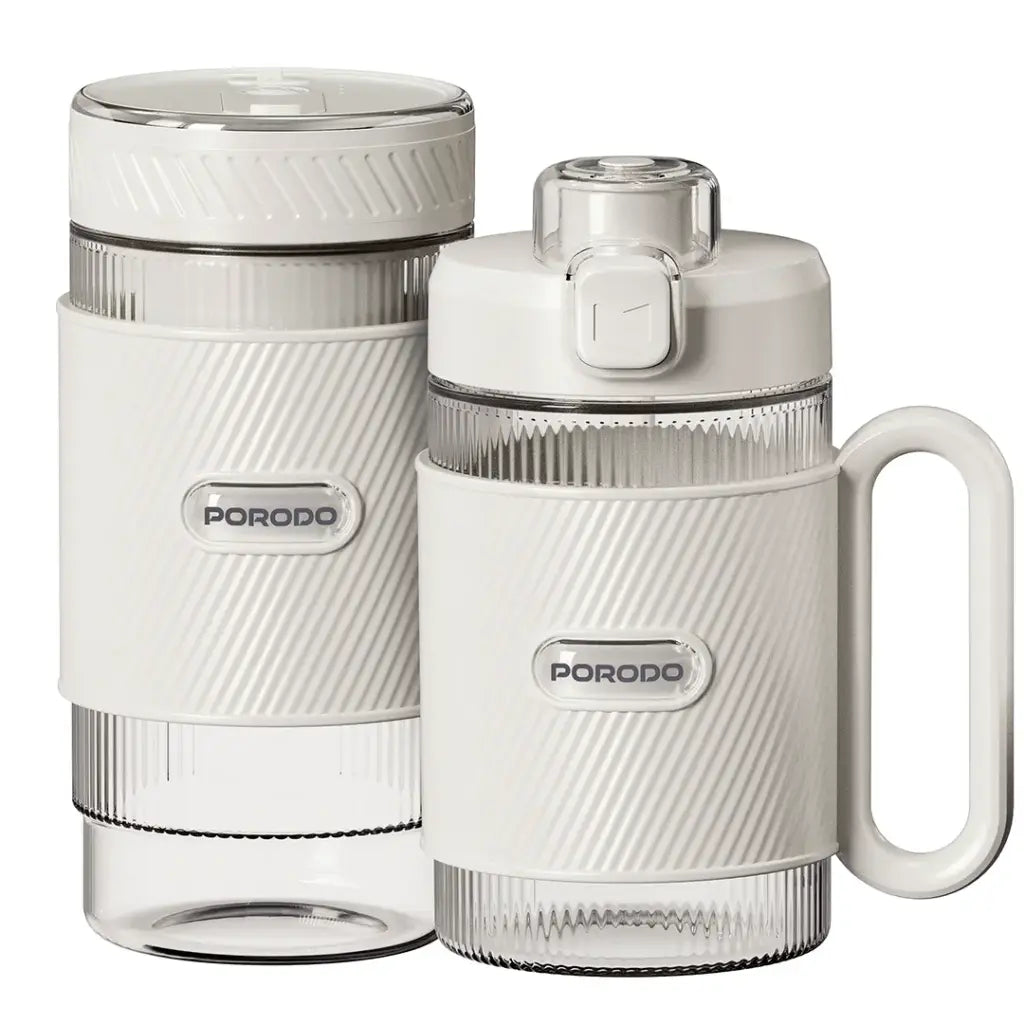 Porodo 2 in 1 Portable Blender with Mini smoothie maker White - خلاط محمول 2 في 1 مع كوبين لصنع السموذي من بورودو ابيض