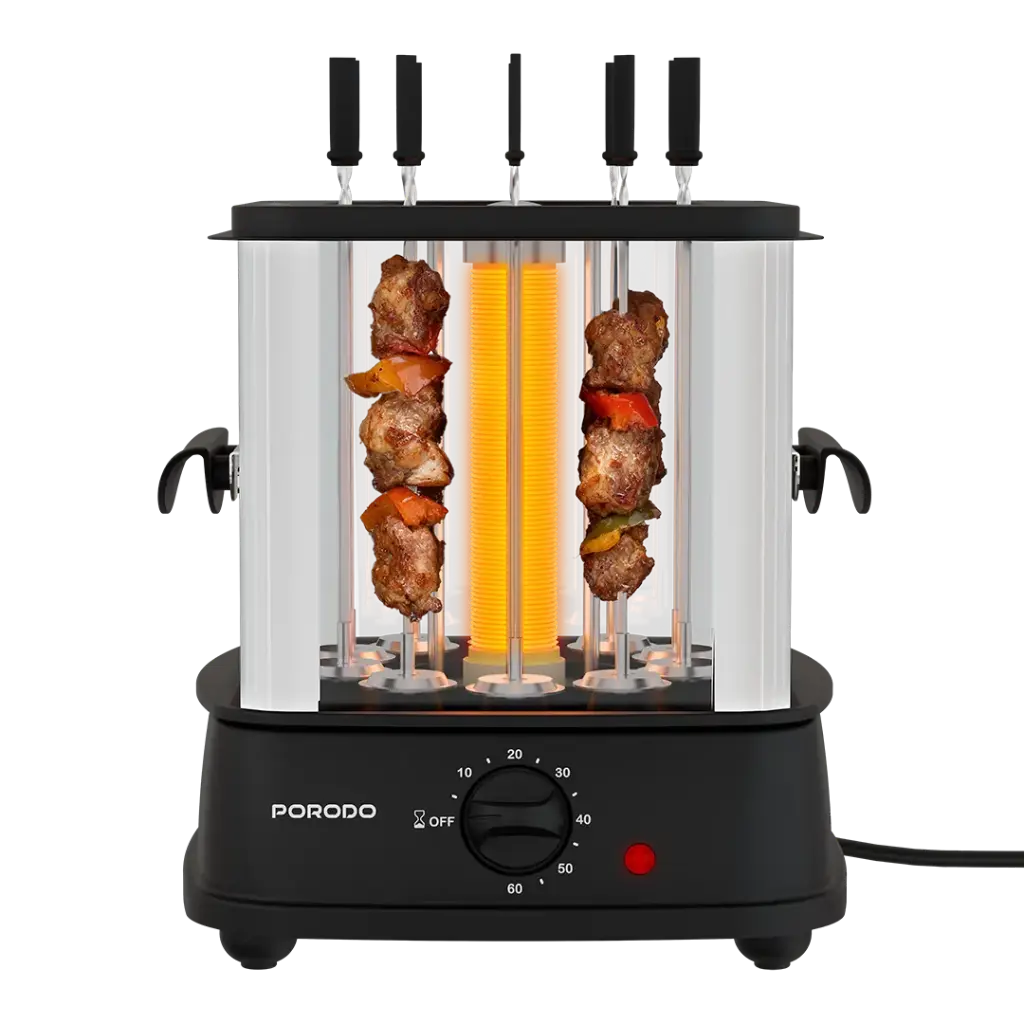 Porodo Lifestyle Grilljet Electric Rotisserie Kebab Grill with Timer Black - شواية كباب كهربائية دوارة مع مؤقت من بورودو اسود