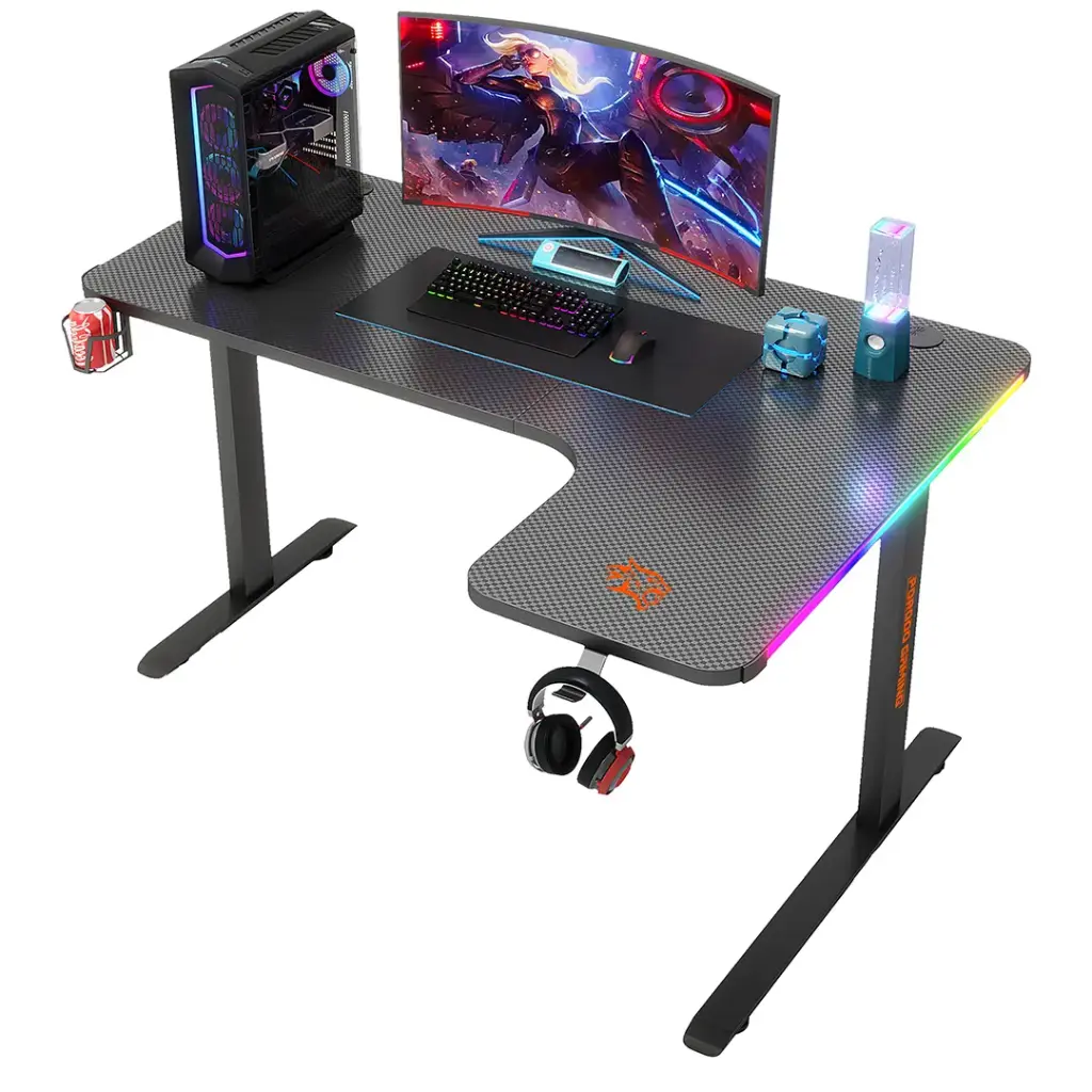 Porodo Gaming Table with RGB and Holders Black - طاولة العاب مع اضاءة وستاندات من بورودو اسود