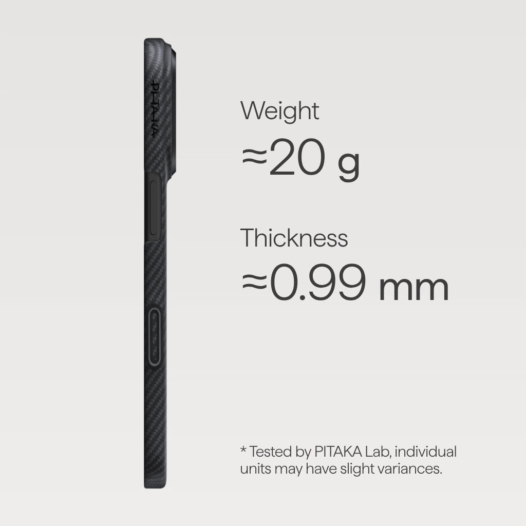 PITAKA ULTRA SLIM CASE FOR IPHONE 17 PRO MAX BLACK/GRAY -كفر ايفون 17 برو ماكس فائق النحافة ماك سيف من بيتاكا اسود/رمادي