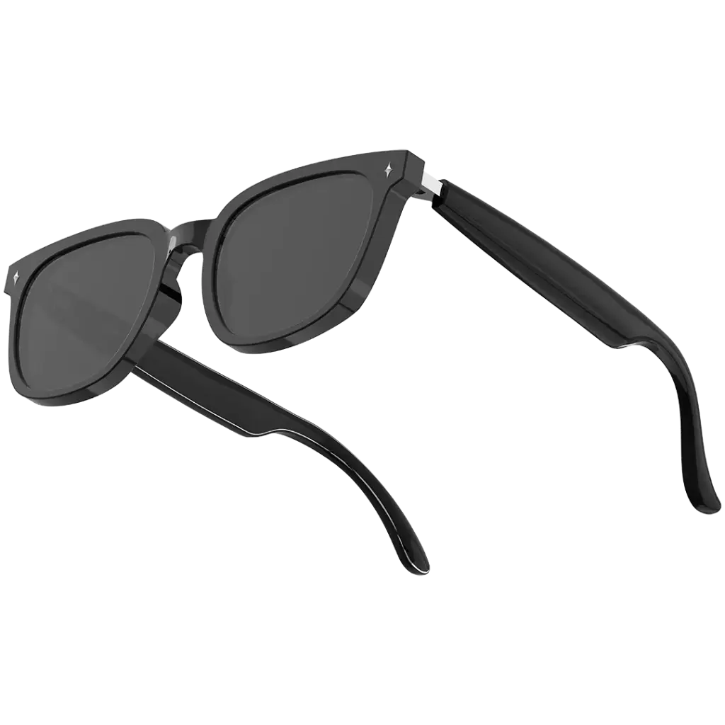 Powerology Lifestyle BT Sunglass with Touch Control+ Bright Black Lens Black - نظارات شمسية ذكية مع تحكم باللمس وعدسات سوداء لامعة من كرين اسود