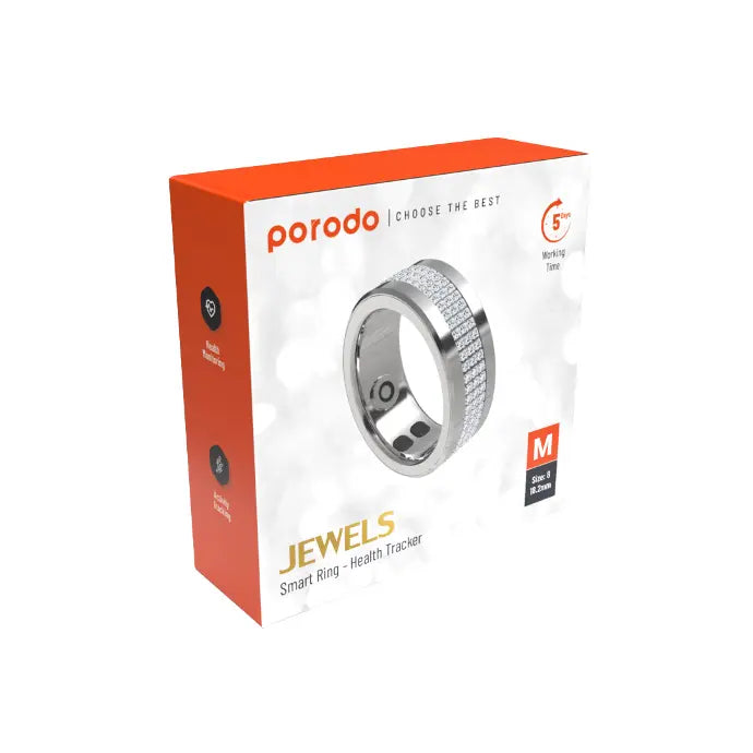 Porodo Smart Wearable Lady Ring Size 8 Silver – خاتم ذكي مع وظيفة اللمس للسيدات مقاس 8 من بورودو فضي