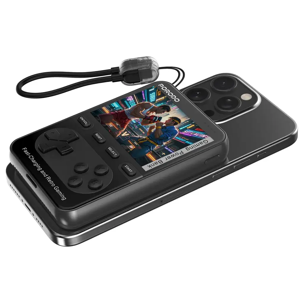 Porodo Gaming Arcadevolt 10000mAh MagSafe POWERBANK Black - باوربنك 10000 ملي امبير للالعاب ماك سيف من بورودو اسود