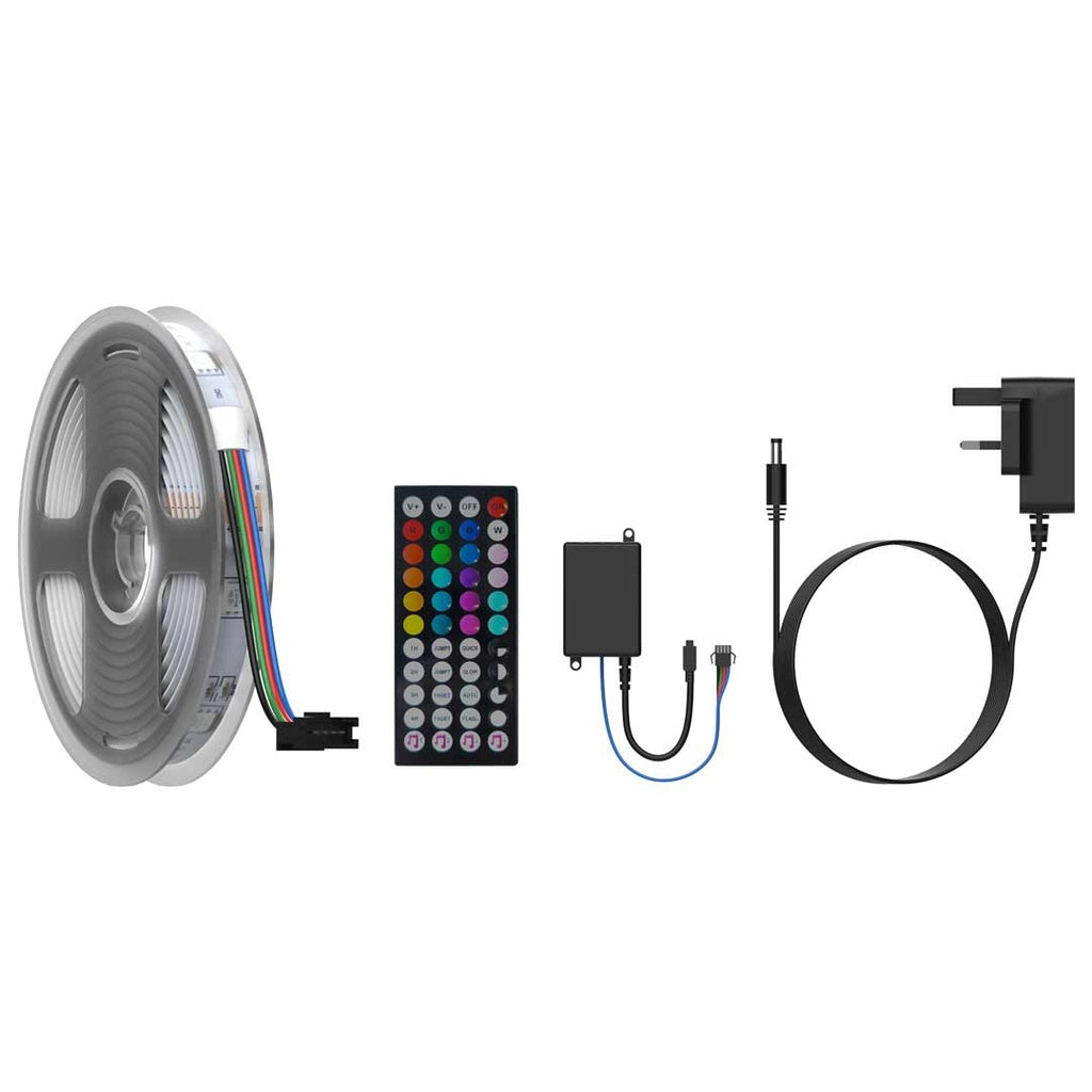 Porodo Blue 16.4 Ft Sound Reactive RGB Strip Light with 44 Key Remote - ليد اضاءة تفاعلي مع الصوت بطول 16.4 قدم مع جهاز التحكم عن بعد بـ 44 مفتاحًا من بورودو