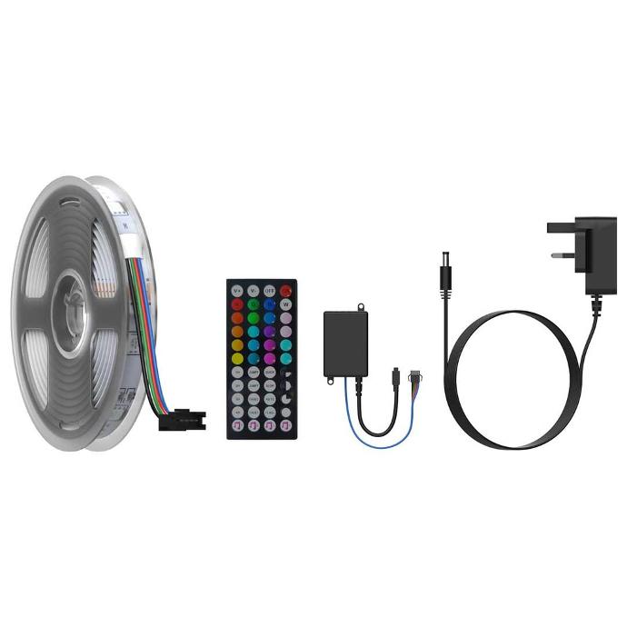 Porodo Blue 16.4 Ft Sound Reactive RGB Strip Light with 44 Key Remote - ليد اضاءة تفاعلي مع الصوت بطول 16.4 قدم مع جهاز التحكم عن بعد بـ 44 مفتاحًا من بورودو