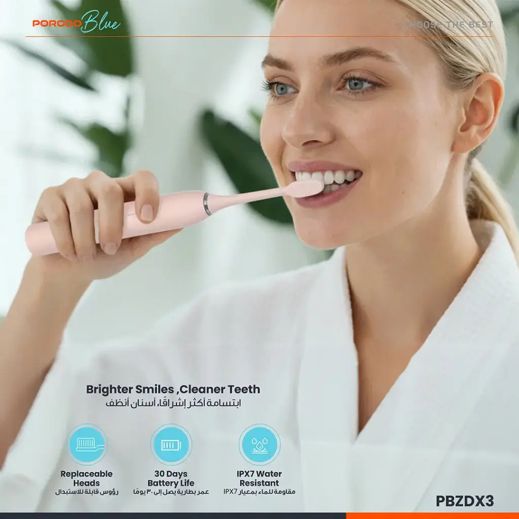 Porodo Blue Electric Toothbrush White - فرشاة اسنان كهربائية من بورودو ابيض