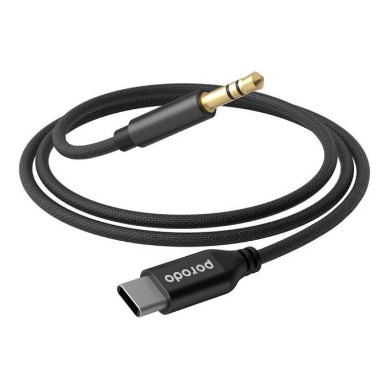 Porodo Braided Aluminum Type-C to 3.5mm AUX Cable 1.2M - كيبل تايب سي تو اوكس من بورودو