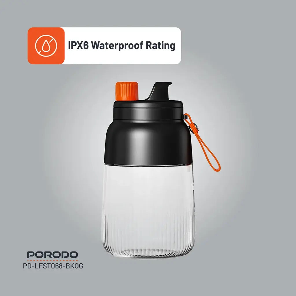 Porodo Lifestyle 70W Juicer LED Display 3000mAh 1000ml Type-C Black/Orange - خلاط محمول بسعة 1 لتر وشحن 70 واط من بورودو