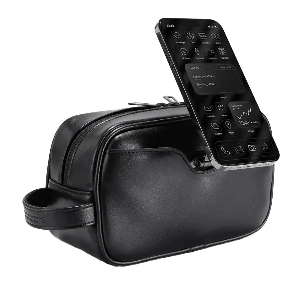 Porodo Lifestyle MagSafe Travel Organizer Pouch With Phone Holder Black - حقيبة يد محمولة مع ستاند ماك سيف من بورودو اسود