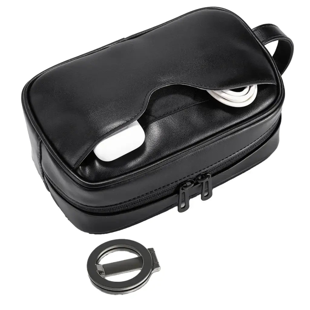 Porodo Lifestyle MagSafe Travel Organizer Pouch With Phone Holder Black - حقيبة يد محمولة مع ستاند ماك سيف من بورودو اسود