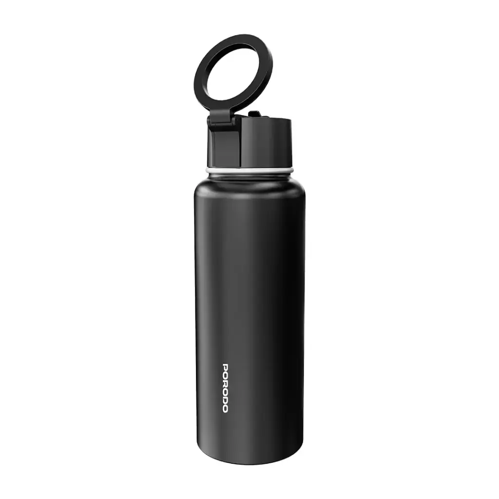 Porodo Lifestyle Magsafe Bottle 1L Black - مطارة مع ستاند ماك سيف بسعة 1 لتر من بورودو اسود