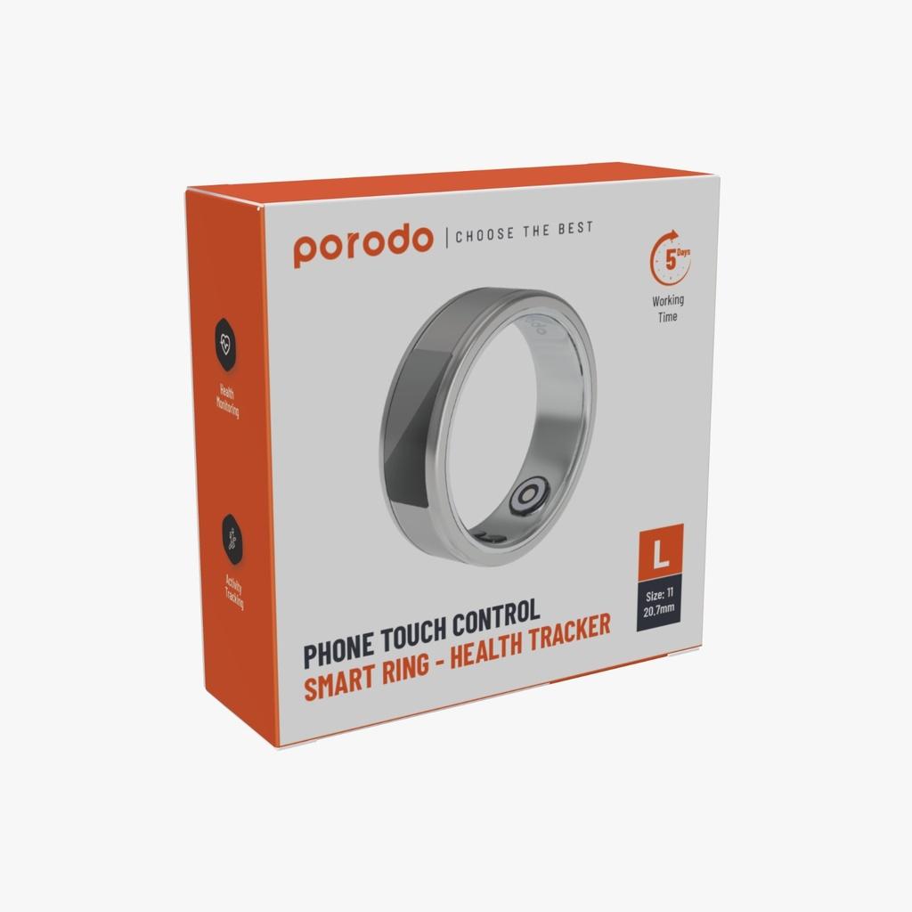 Porodo Wearable Smart Ring Size 11 with Touch Function Silver – خاتم ذكي مع وظيفة اللمس للرجال مقاس 11 من بورودو فضي