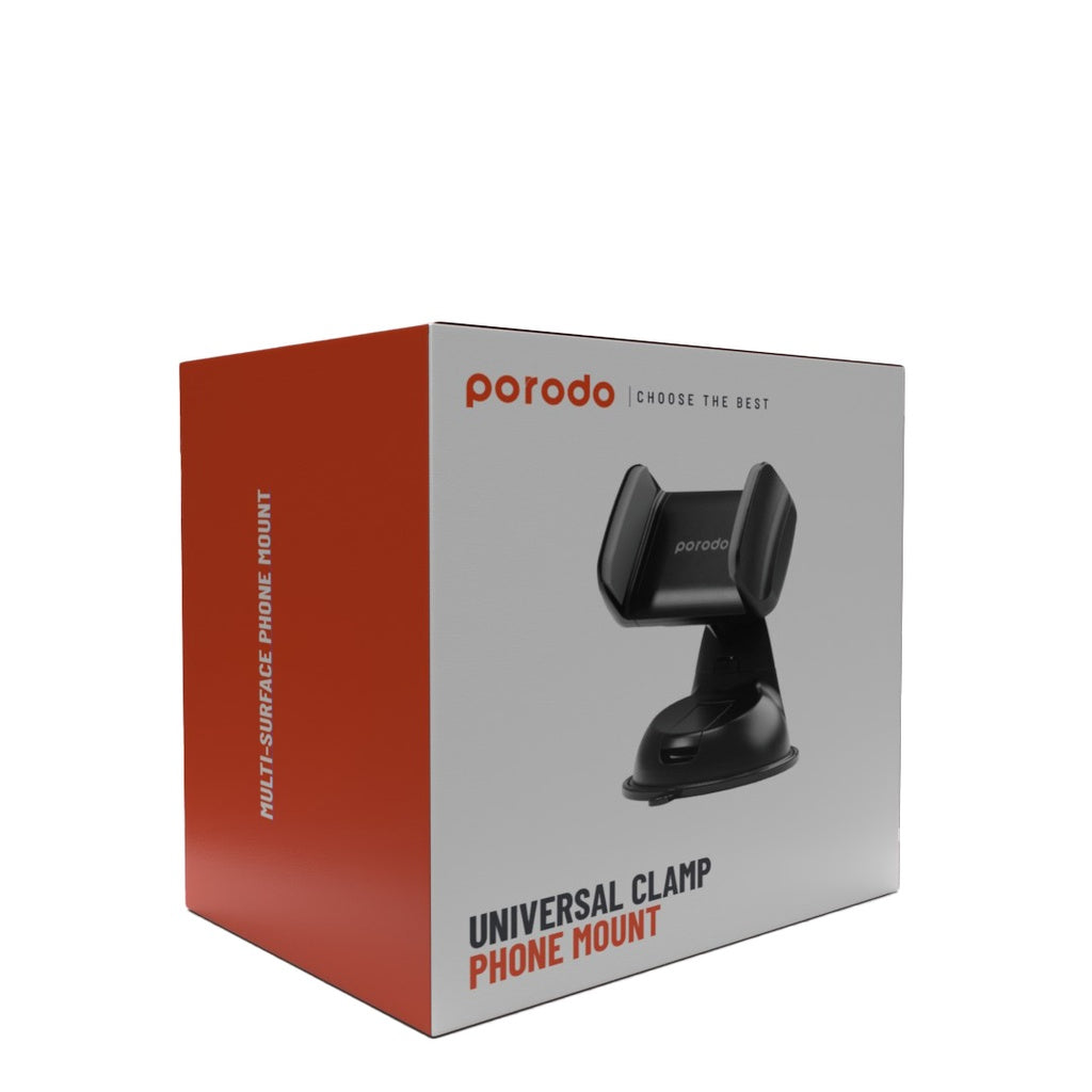 Porodo Multisurface Universal Carmount with Silcone Sucker Black - ستاند سيارة متعدد الاسطح مع قاعدة شفط سيليكون من بورودو اسود