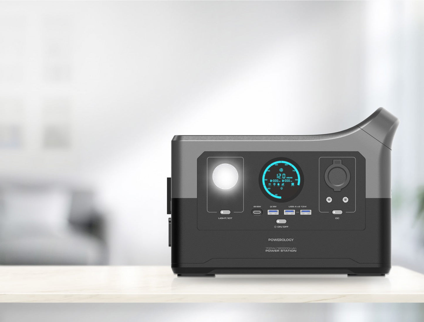 POWEROLOGY PORTABLE POWER GENERATOR FAST CHARGING WITH APP 120000MAH 700W - مولد طاقة محمول 120000 ملي امبير 700 واط مع شاشة رقمية من باورولوجي