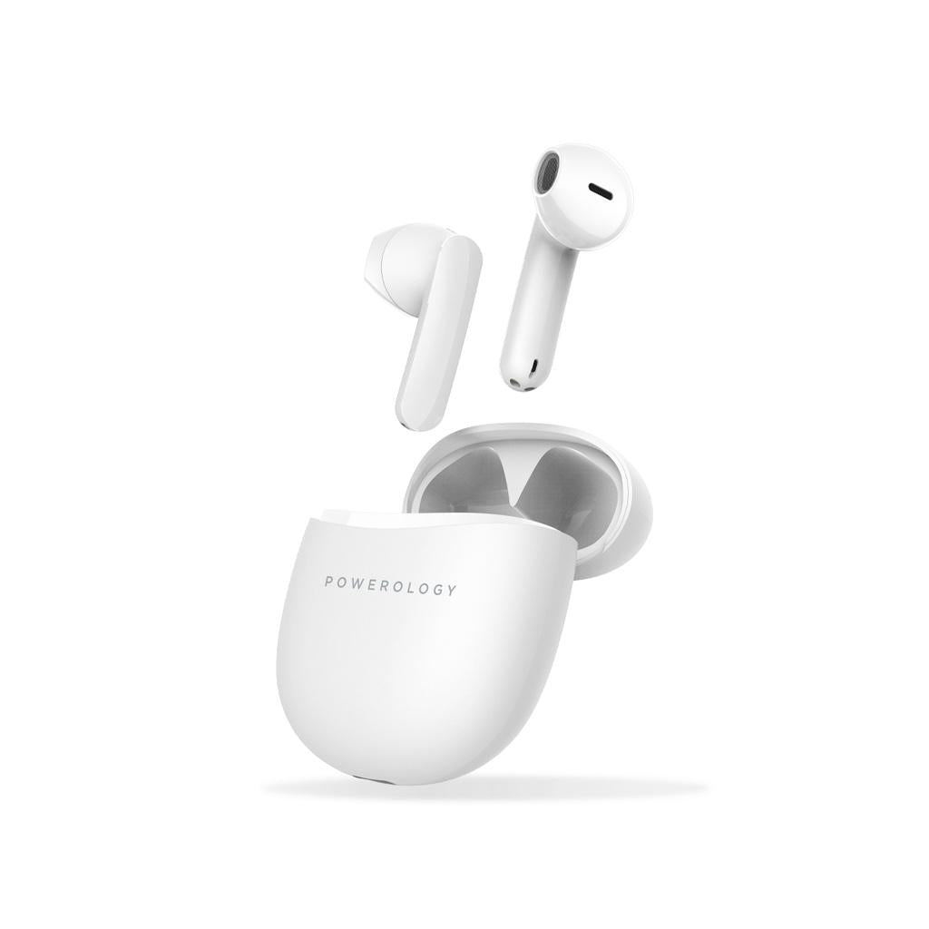Powerology Bluetooth Stereo Buds Plus White - سماعات بلوتوث من باورولوجي