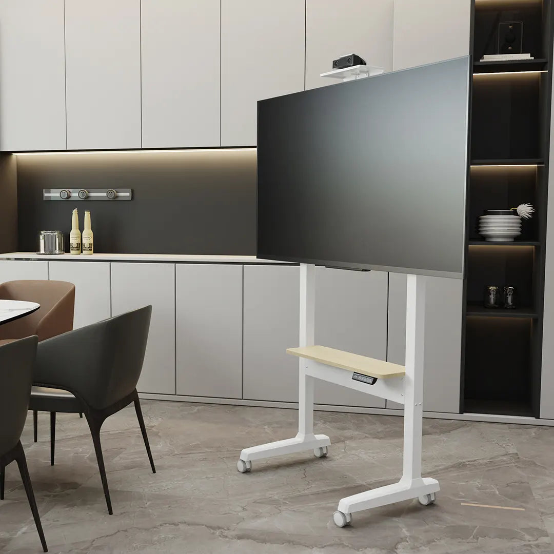 Powerology Electric TV Desk Recliner Adjustable Stand White - ستاند تلفزيون كهربائي قابل للتعديل من باورولوجي ابيض