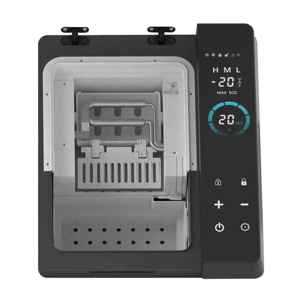 Powerology 120W Portable Car Refrigerator with Ice Maker and Wheels Black - ثلاجة سيارة محمولة 120 واط مع صانعة ثلج وعجلات من باورولوجي اسود