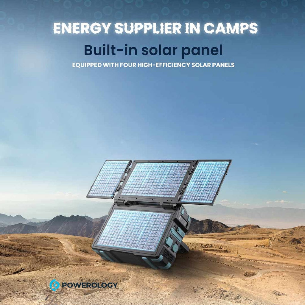 Powerology Portable Solar Power Generator 284Wh 300W QC 76800MAH - مولد طاقة شمسية محمول 76800 ملي امبير 300 واط من باورولوجي
