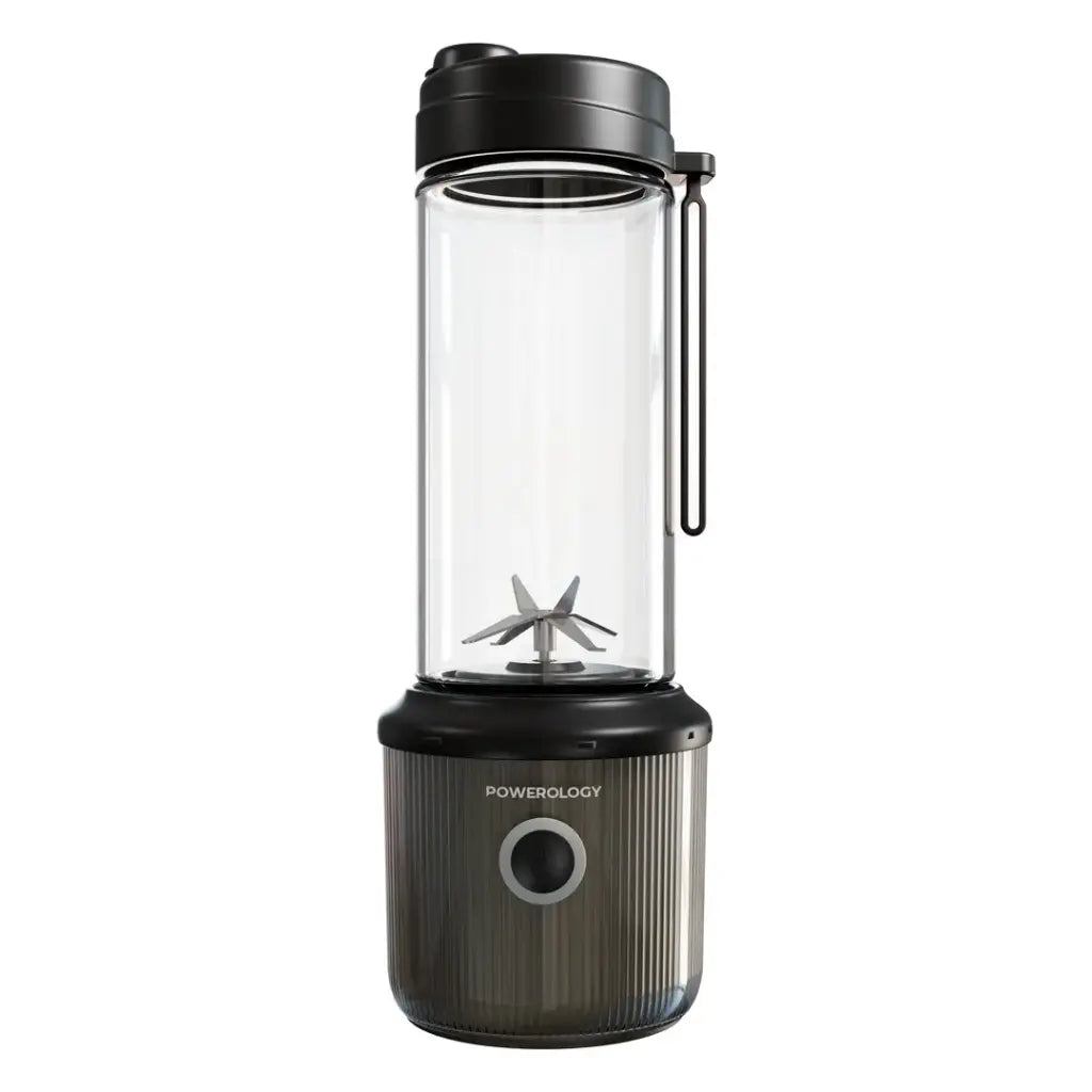 Powerology Portable Blender 450ml 2500mAh 6 Blades 126W Black - خلاط محمول بسعة 450 مل مع بطارية 2500 ملي امبير وشفرات ستة حادة من باورولوجي اسود