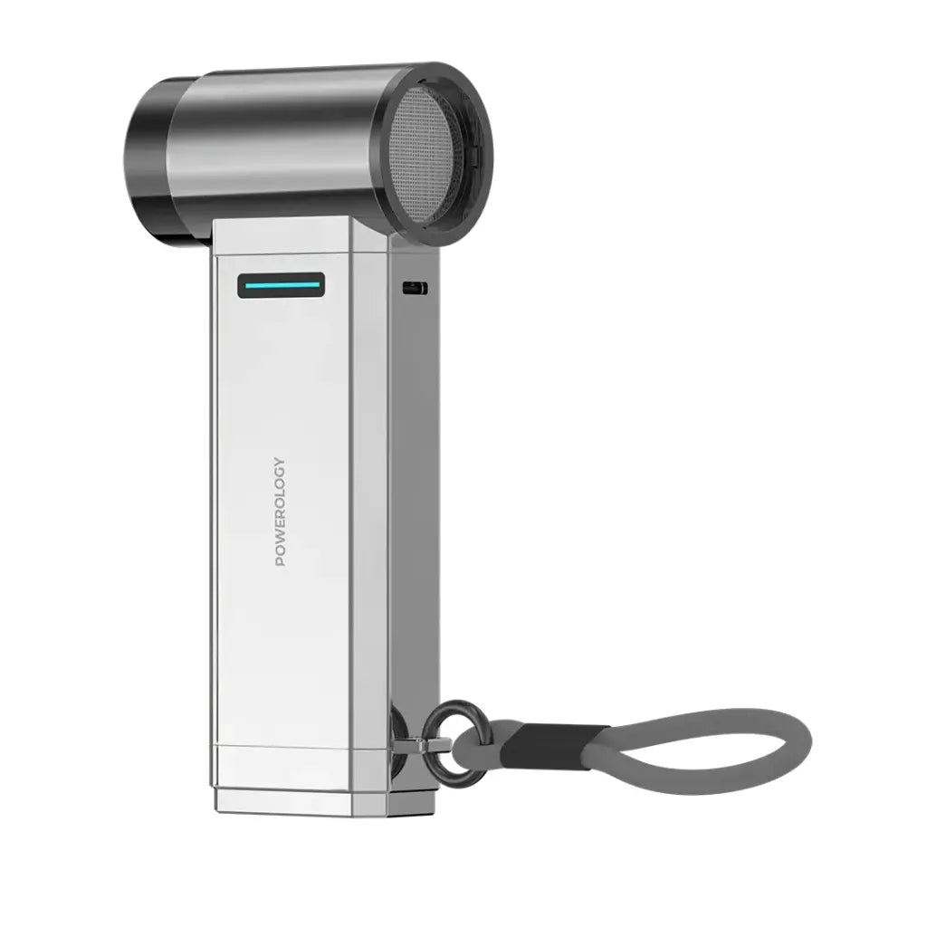 Powerology Turbo Blower 130000rpm Power Bank 4000mAh Silver - مروحة ومكنسة 130000 دورة في الدقيقة مع 4 مستويات للسرعة وباوربنك بسعة 4000 ملي امبير من باورولوجي فضي