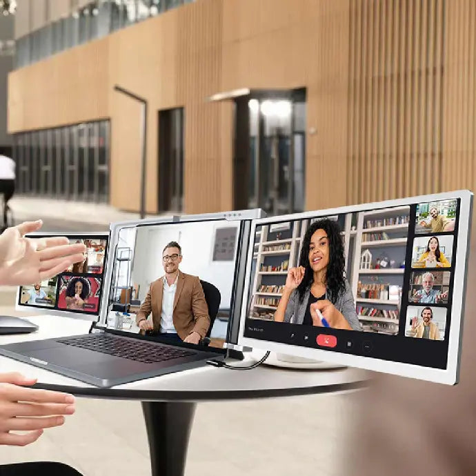 Powerology 13.3 Portable Dual Screen Laptop Moniter Silver - شاشة لابتوب محمولة مزدوجة الشاشة من مقاس 13.3 - 17.3 بوصة من باورولوجي فضي