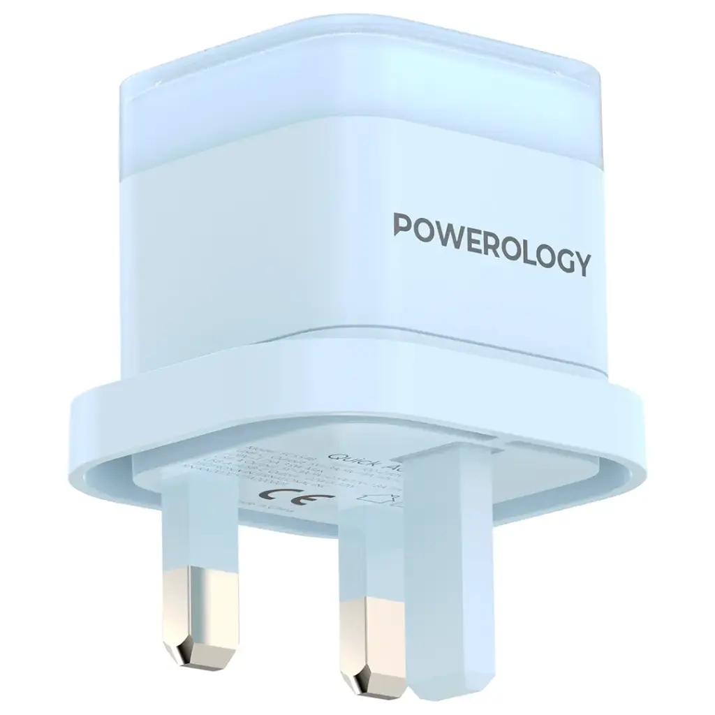 Powerology Dual-Port Fast Charging Adapter 35W Blue - شاحن 35 واط من باورولوجي ازرق