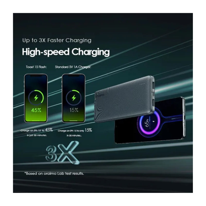 Oraimo Toast 15 Flash 10000mAh Fast Charging Power Bank - باوربنك 10000 ملي امبير من اورايمو