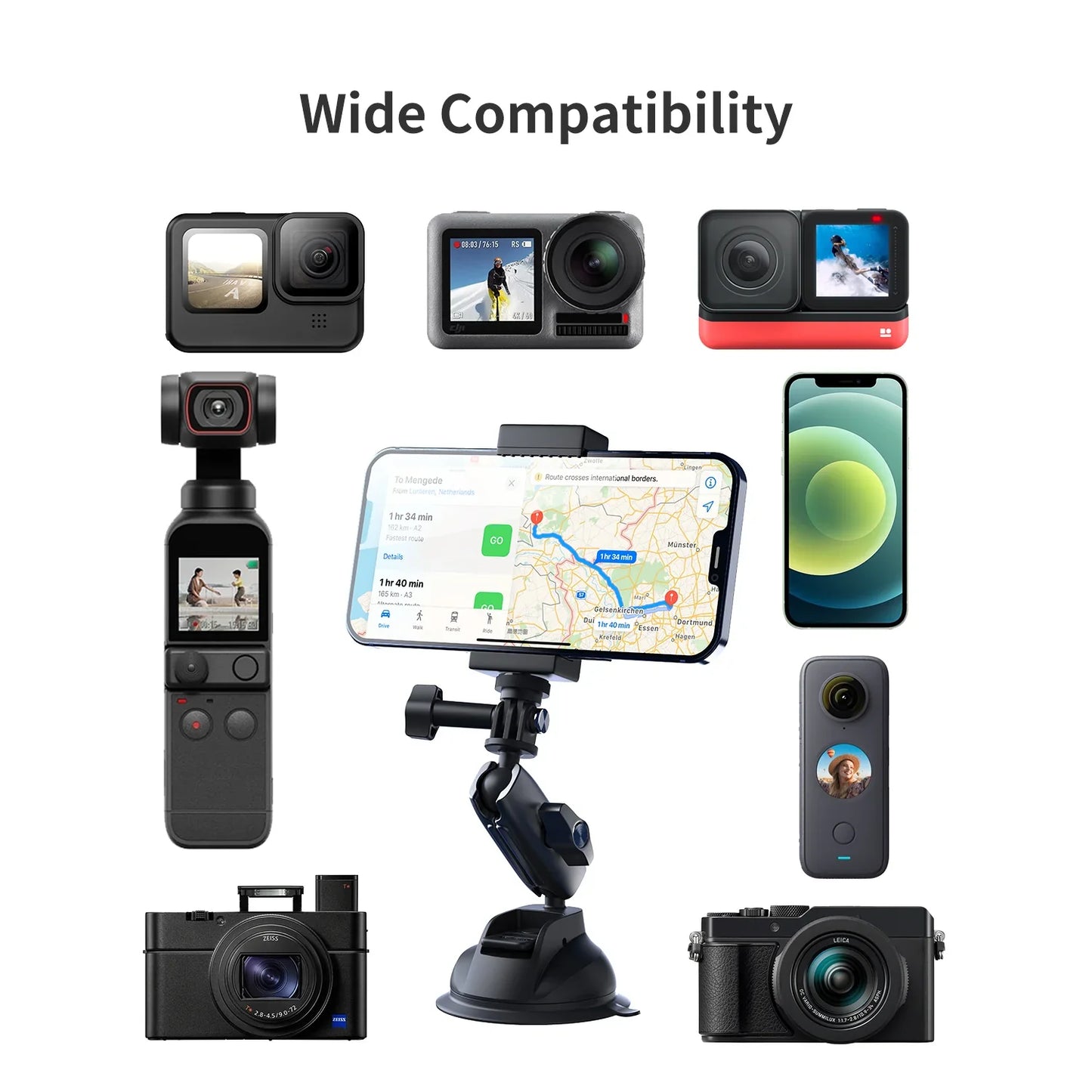 TELESIN Aluminum Alloy Camera Suction Cup Mount - ستاند للكاميرا والهاتف بالشفط المغناطيسي من تيليسن