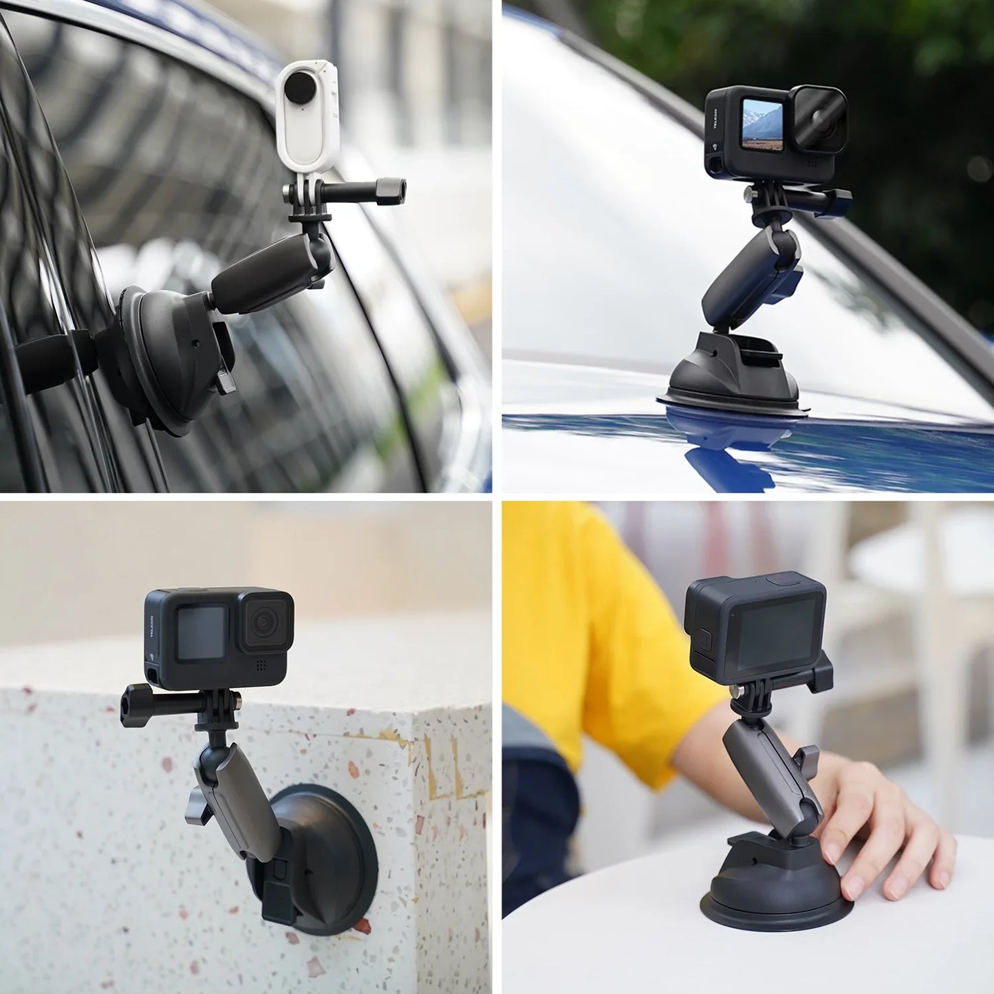 TELESIN Aluminum Alloy Camera Suction Cup Mount - ستاند للكاميرا والهاتف بالشفط المغناطيسي من تيليسن