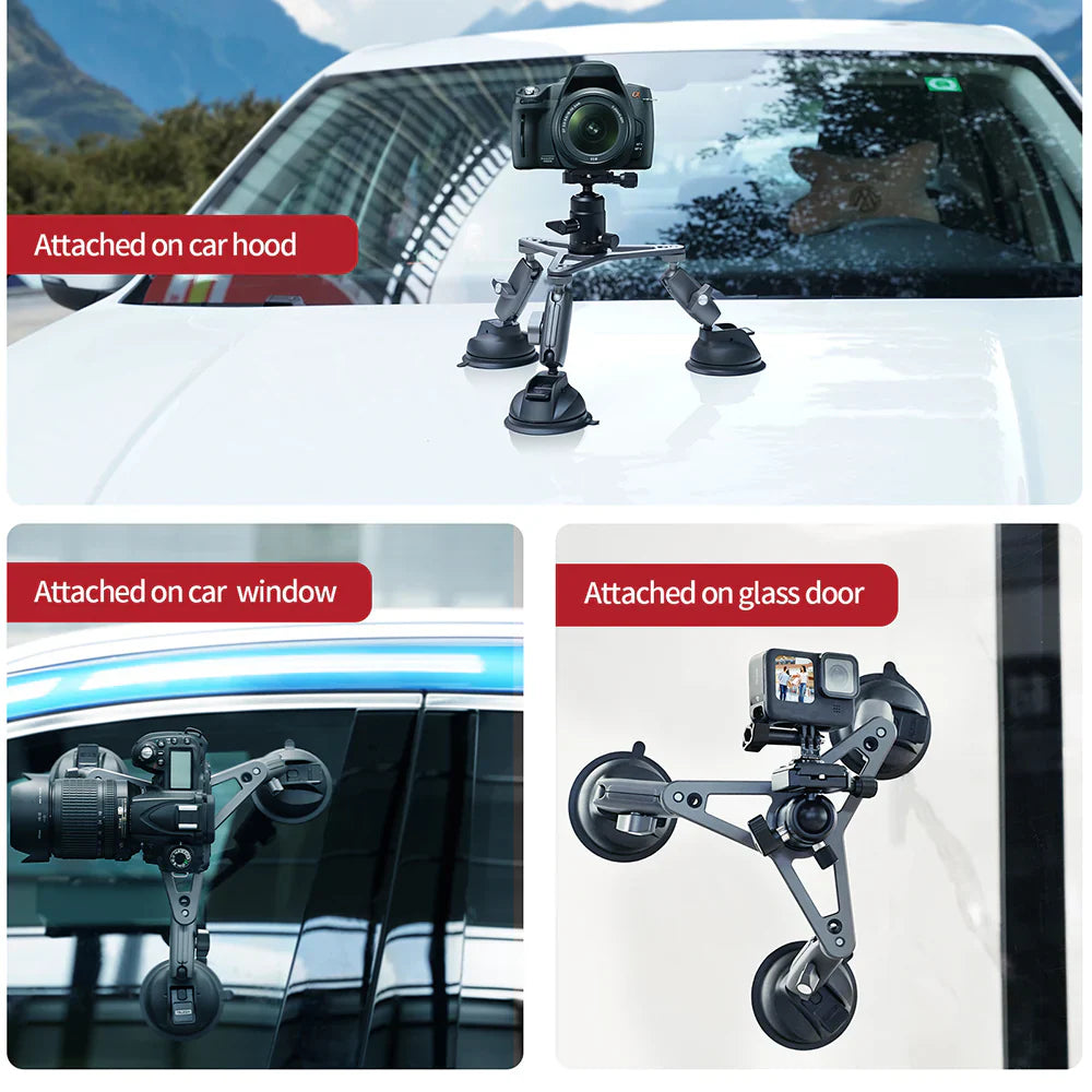 TELESIN Three-Arm Suction Mount - ستاند كاميرا بالشفط المغناطيسي ثلاثي القوائم من تيليسن