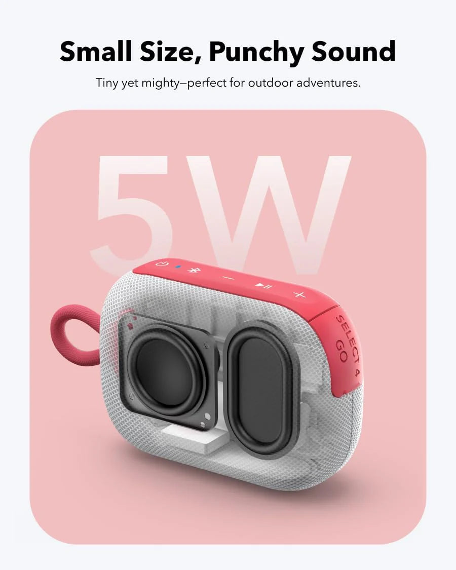 Anker Soundcore Select 4 Go Bluetooth Speaker White & Red - سبيكر لاسلكي محمول 5 واط من انكر ابيض واحمر