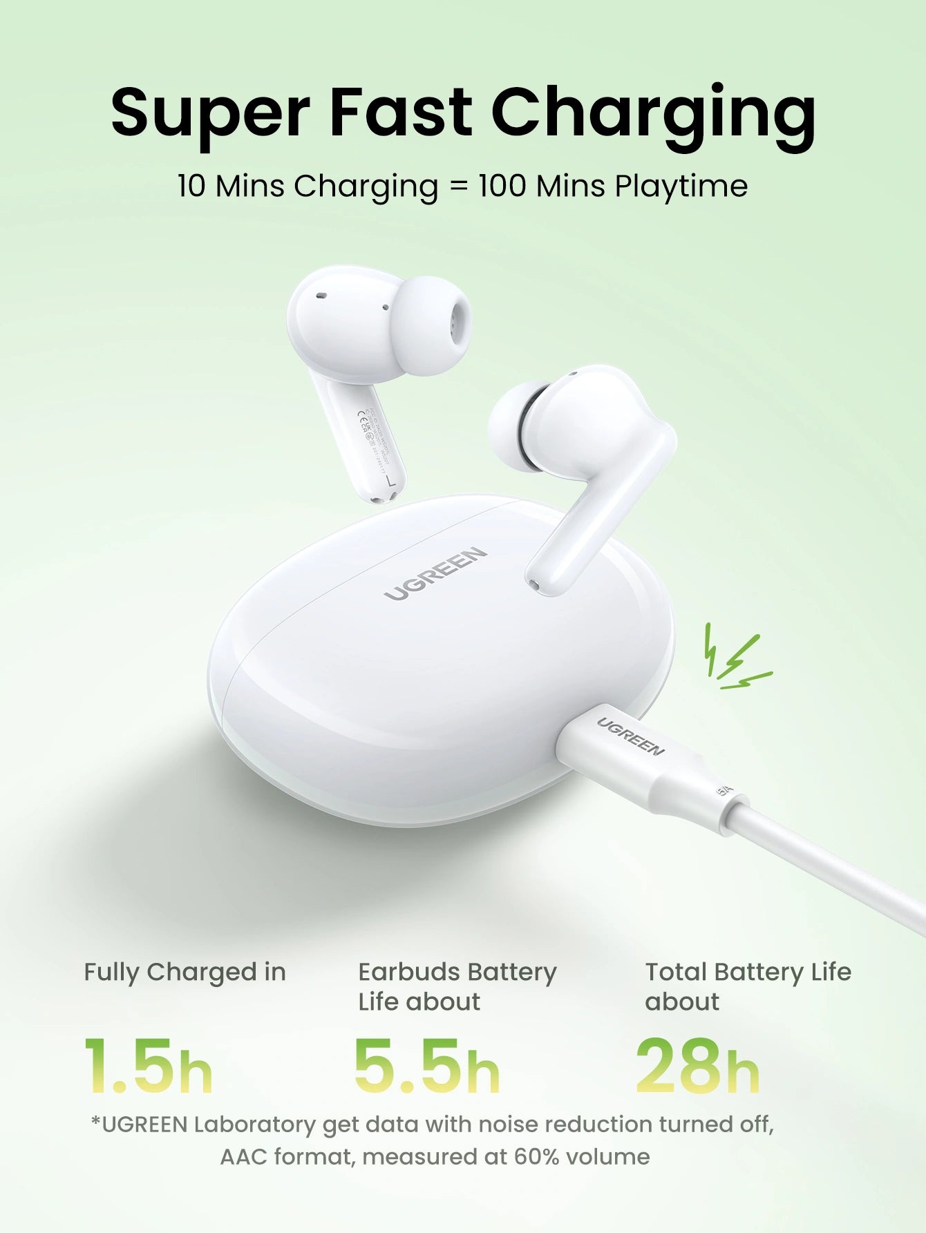 UGREEN HiTune P3 TW Earbuds White - سماعات بلوتوث من يوكرين ابيض