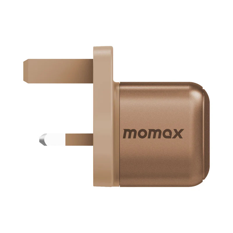 Momax Charge & Port GaN 30W charger (UK) (Gold)[ 1 port / USB-C) - شاحن 30 واط من موماكس