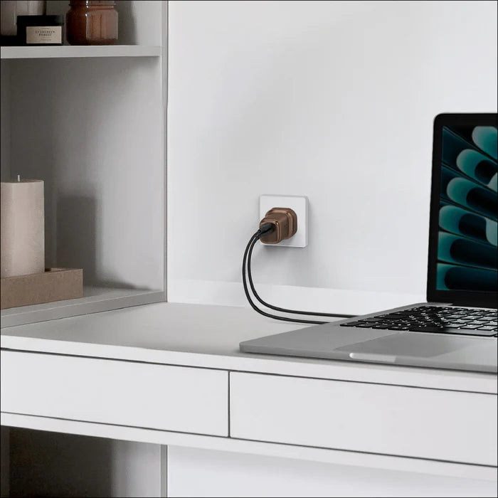 Momax 1-Charge 2-Port GaN 30W charger Golden USB-C & USB-A - شاحن 30 واط من موماكس ذهبي