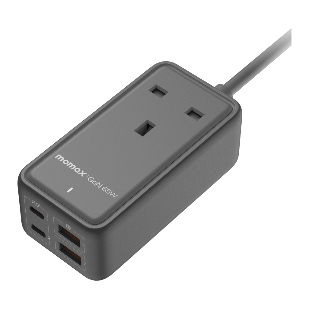 MOMAX ONE PLUG 65W GAN EXTENSION CORD US15 - سيار كهربائي مع منافذ للشحن بقوة 65 واط من موماكس