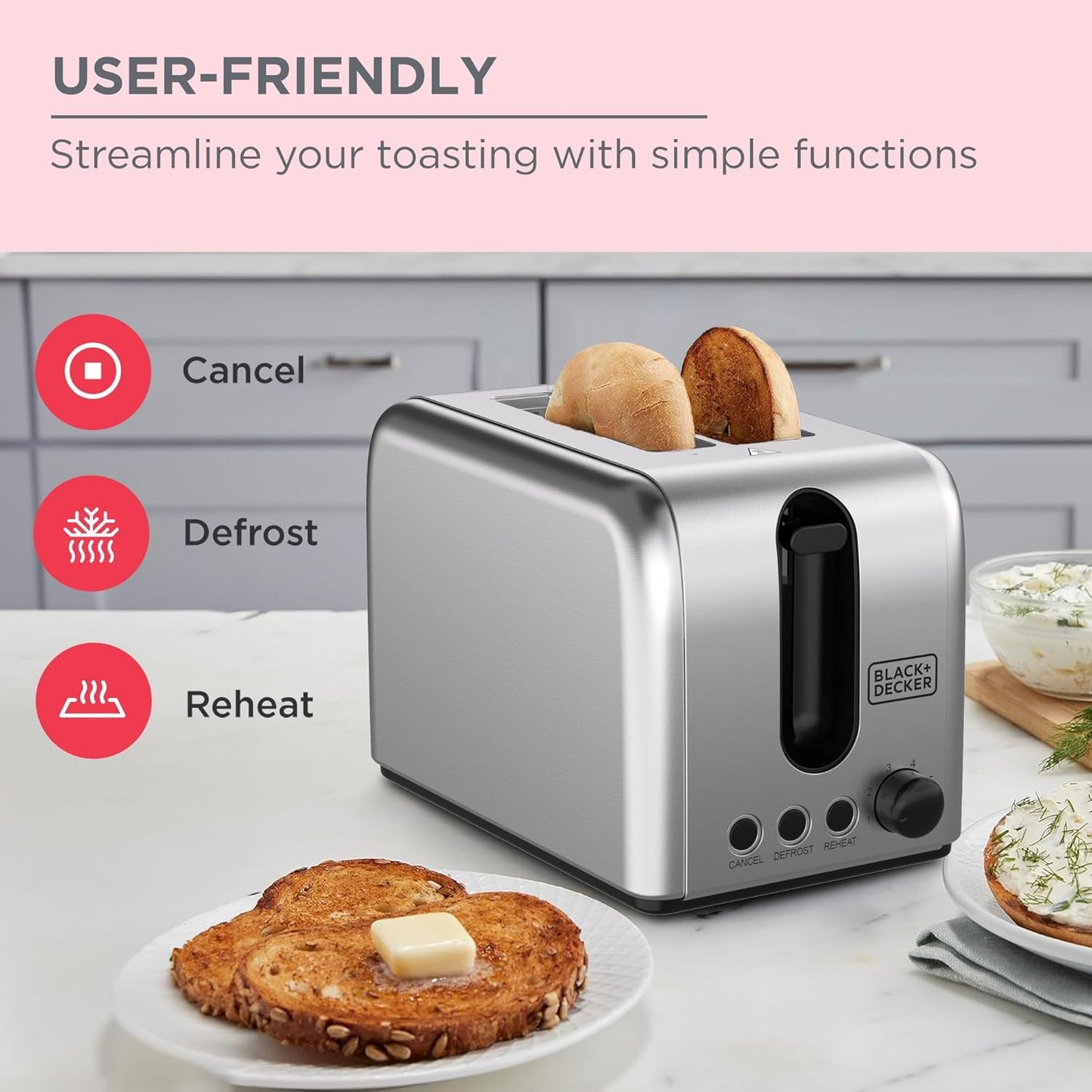 Black&Decker ET244-B5 2 SLICE TOASTER 1050W Stainless steel - محمصة خبز 2 شريحة 1050 واط من بلاك اند ديكر