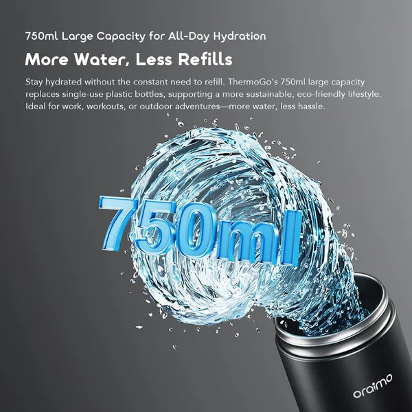Oraimo ThermoGo 750ml Stainless Steel Insulated Thermos - ترمز ستانلس ستيل معزول 750 مل من اورايمو