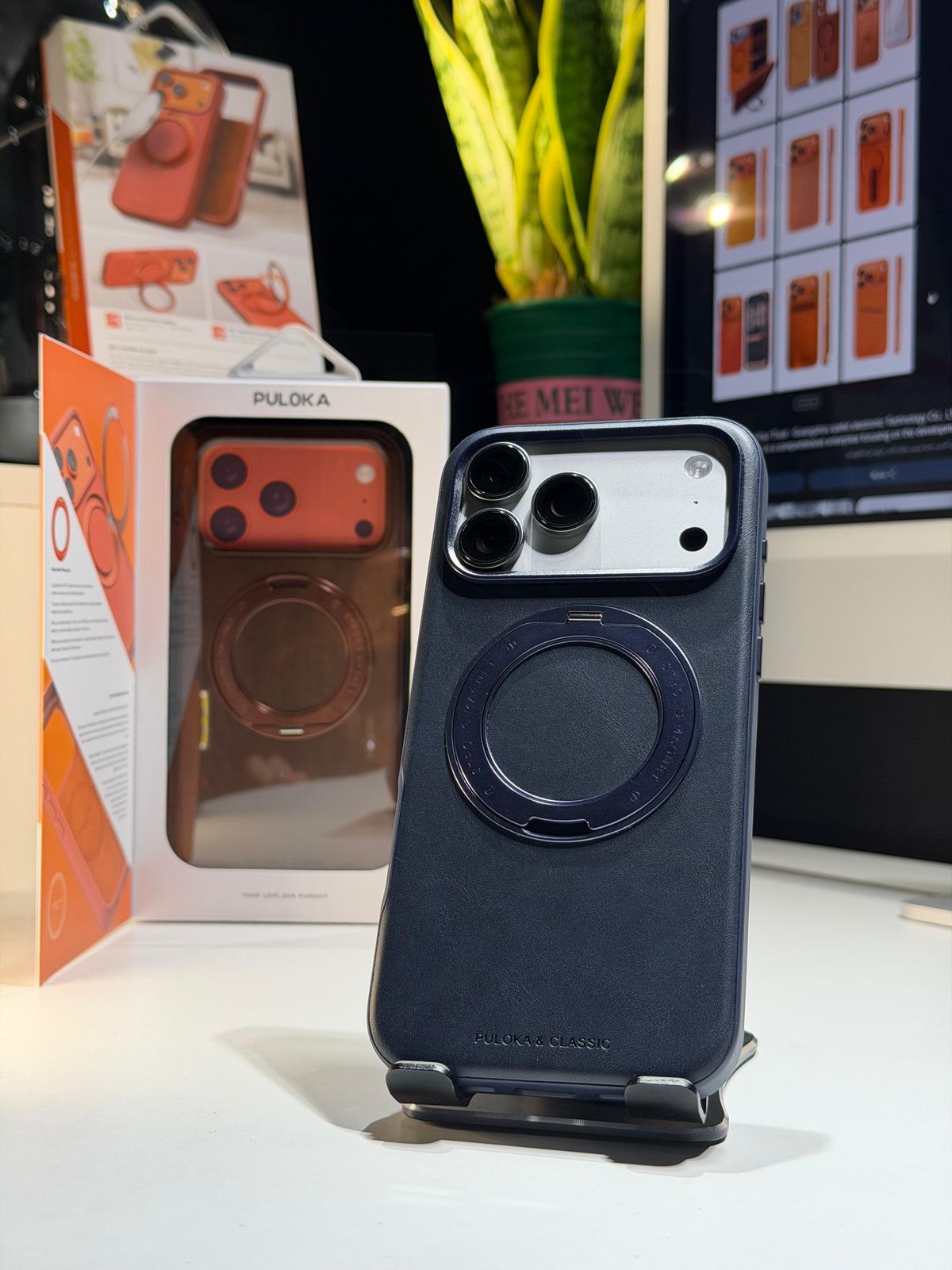 PULOKA CASE FOR IPHONE 17 PRO MAX BLUE - كفر ايفون 17 برو ماكس مع ستاند ازرق