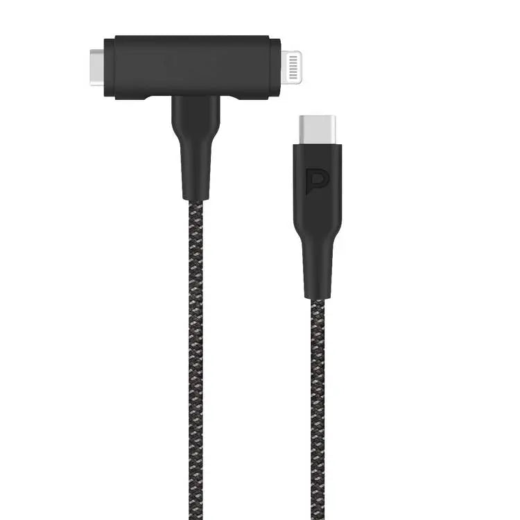 POWEROLOGY PD60W BRAIDED USB-C TO USB-C TO LIGHTNING CABLE - كيبل تايب سي 2 في 1 60 واط من باورولوجي