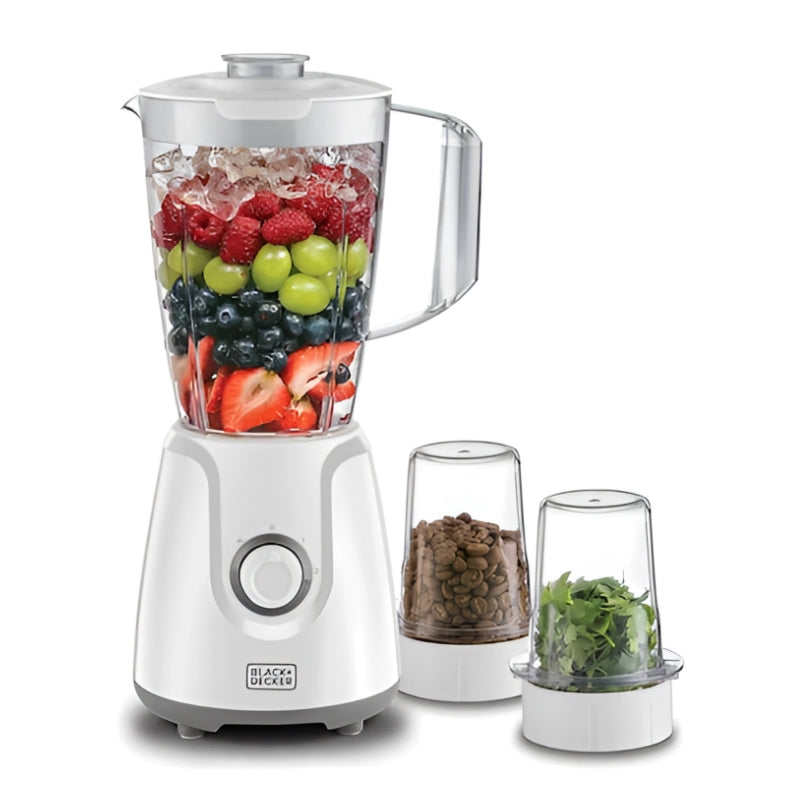 Black&Decker BX4000-B5 Blender With Grinder &Chopper 400W white - خلاط كهربائي بقدرة 400 واط مع مطحنة عدد 2 من بلاك اند ديكر ابيض