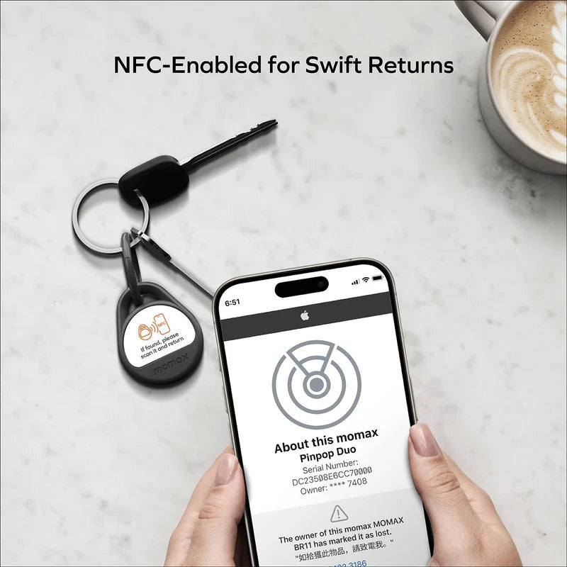 Momax Pinpop Duo Find My Locator Black - اداة التتبع من موماكس اسود