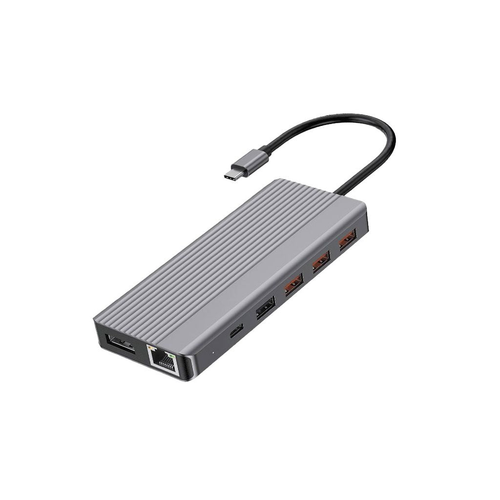 Powerology 13in1 USB-C Hub 4K HDMI Type-C 100W PD Ethernet USB SD MicroSD 3.5AUX - توصالة تايب سي 13 في 1 من باورولوجي