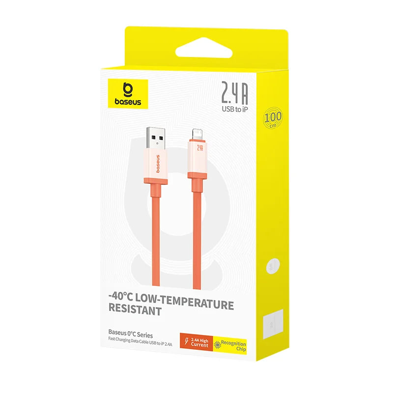 Baseus 0℃ Series Fast Charging Data Cable usb to lighting 2.4A1m Canyon Cora - كيبل لايتننغ من باسيوس