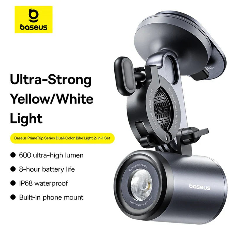 Baseus PrimeTrip Series Dual-Color Bike Light 2-in-1 Set Cosmic Black - ستاند مغناطيسي للدراجة الهوائية مع مصباح من باسيوس