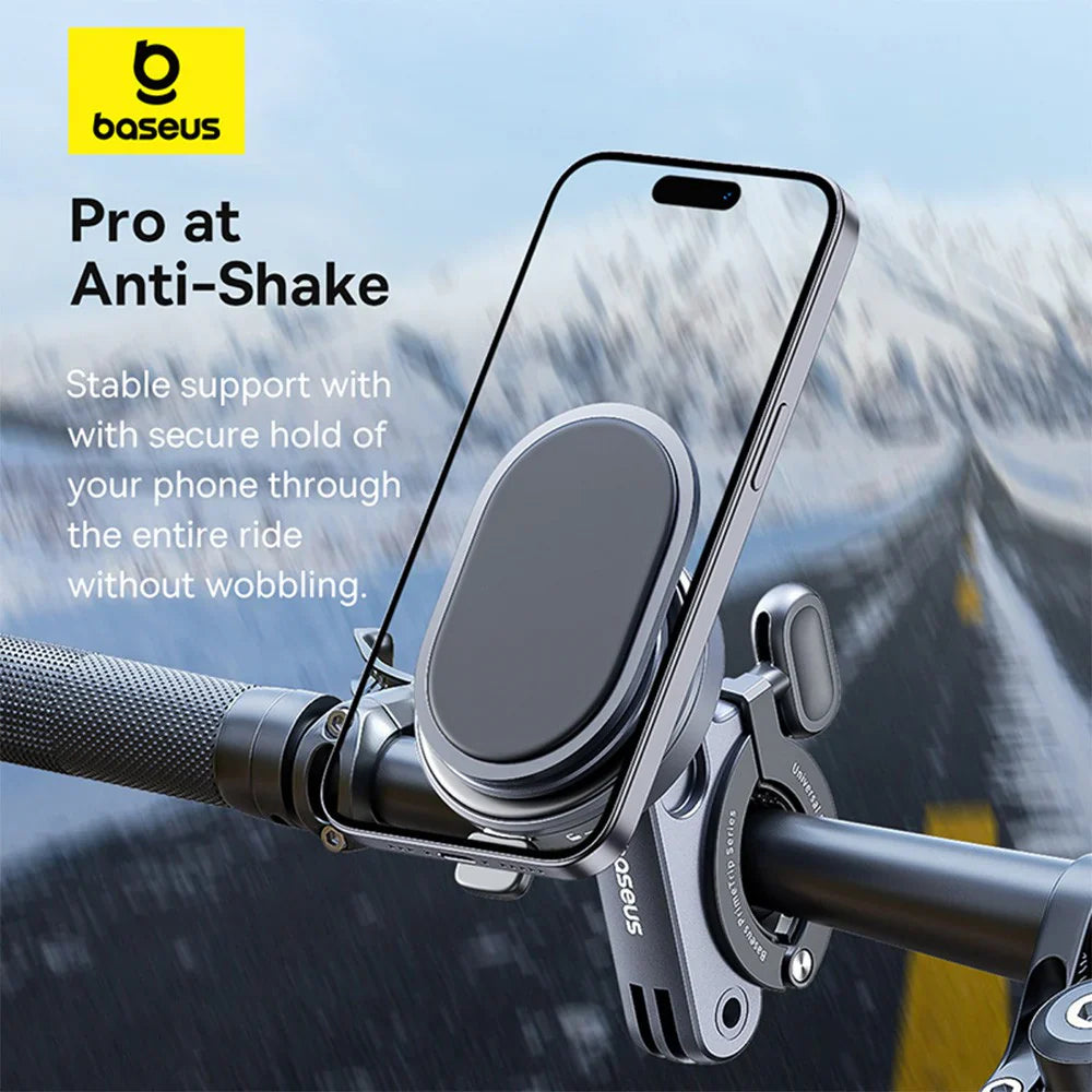Baseus PrimeTrip Series Stick-on Type Bike Phone Mount Cosmic Black - ستاند مغناطيسي للدراجة الهوائية 2 في 1 من باسيوس