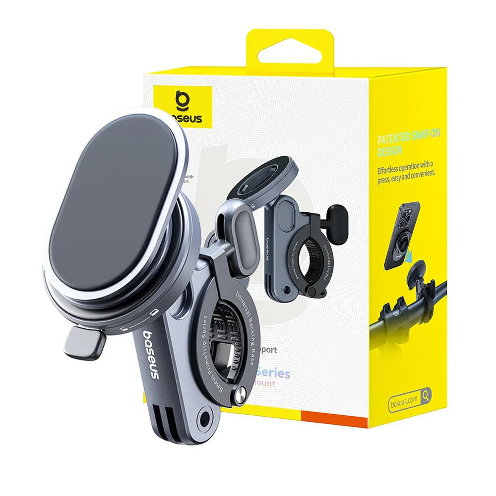 Baseus PrimeTrip Series Stick-on Type Bike Phone Mount Cosmic Black - ستاند مغناطيسي للدراجة الهوائية 2 في 1 من باسيوس