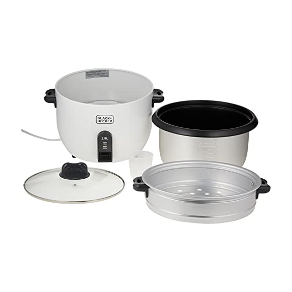 Black&Decker RC2850-B5 Rice Cooker 1100W 2.8L white - قدر طبخ الارز الكهربائي بسعة 2.8 لتر وبقدرة 1100 واط من بلاك اند ديكر